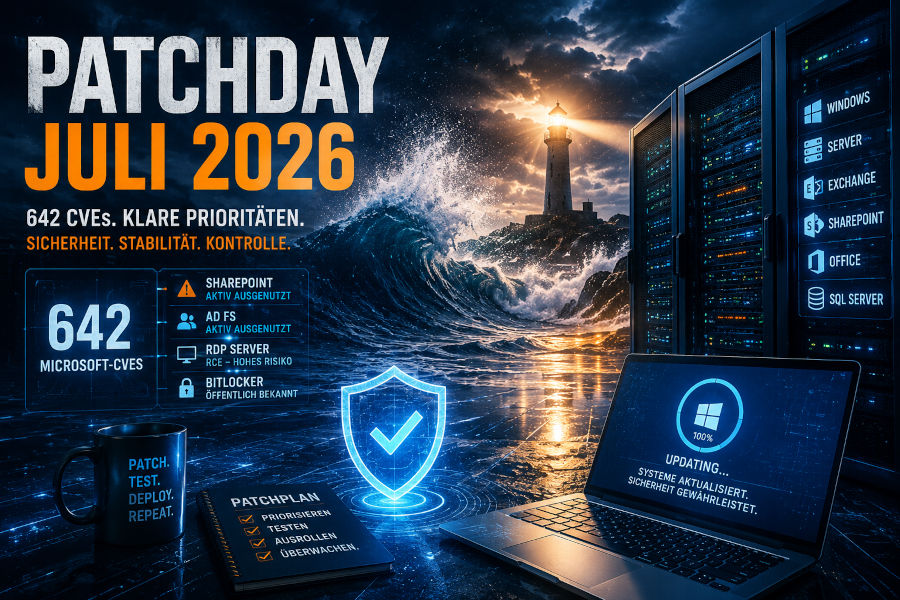 Microsoft Patchday Juli 2026 mit 642 CVEs und Fokus auf SharePoint, AD FS und Windows Server